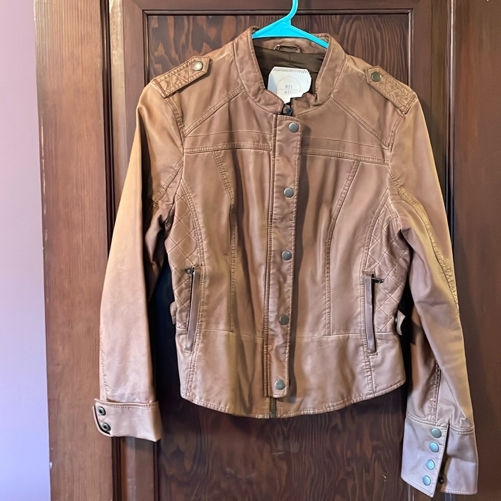 Anthropologie brown leather jacket M